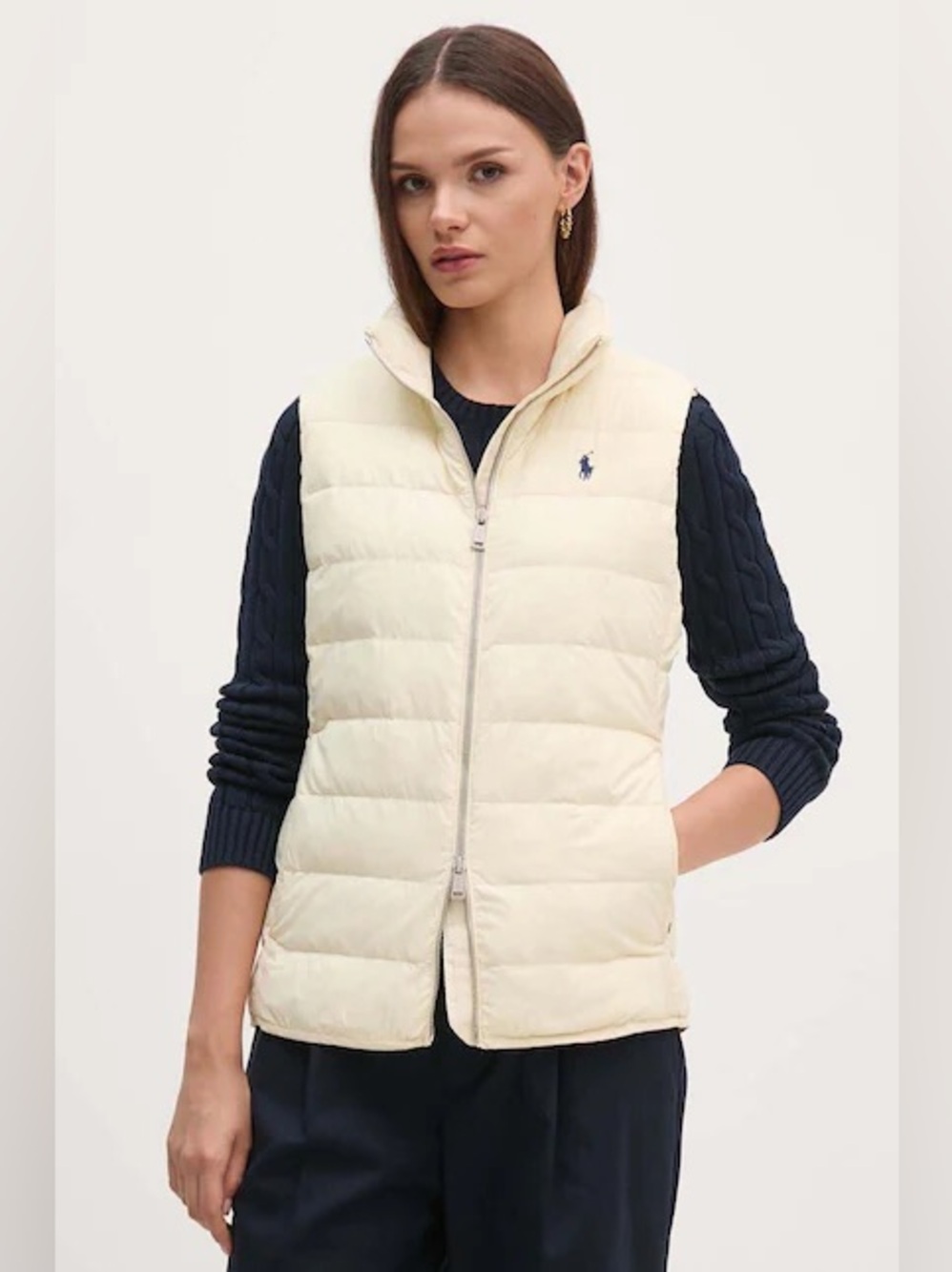 RALPH LAUREN Polo Cream Quilted Puffer Vest Size XS
